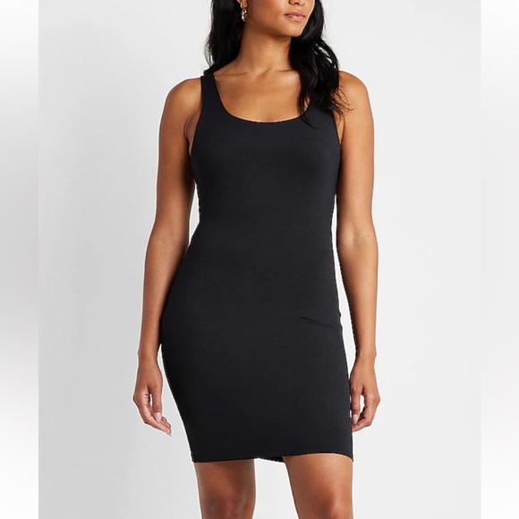 Express - Body Contour Scoop Neck Mini Dress With Built-In Shapewear - Picture 4 of 4